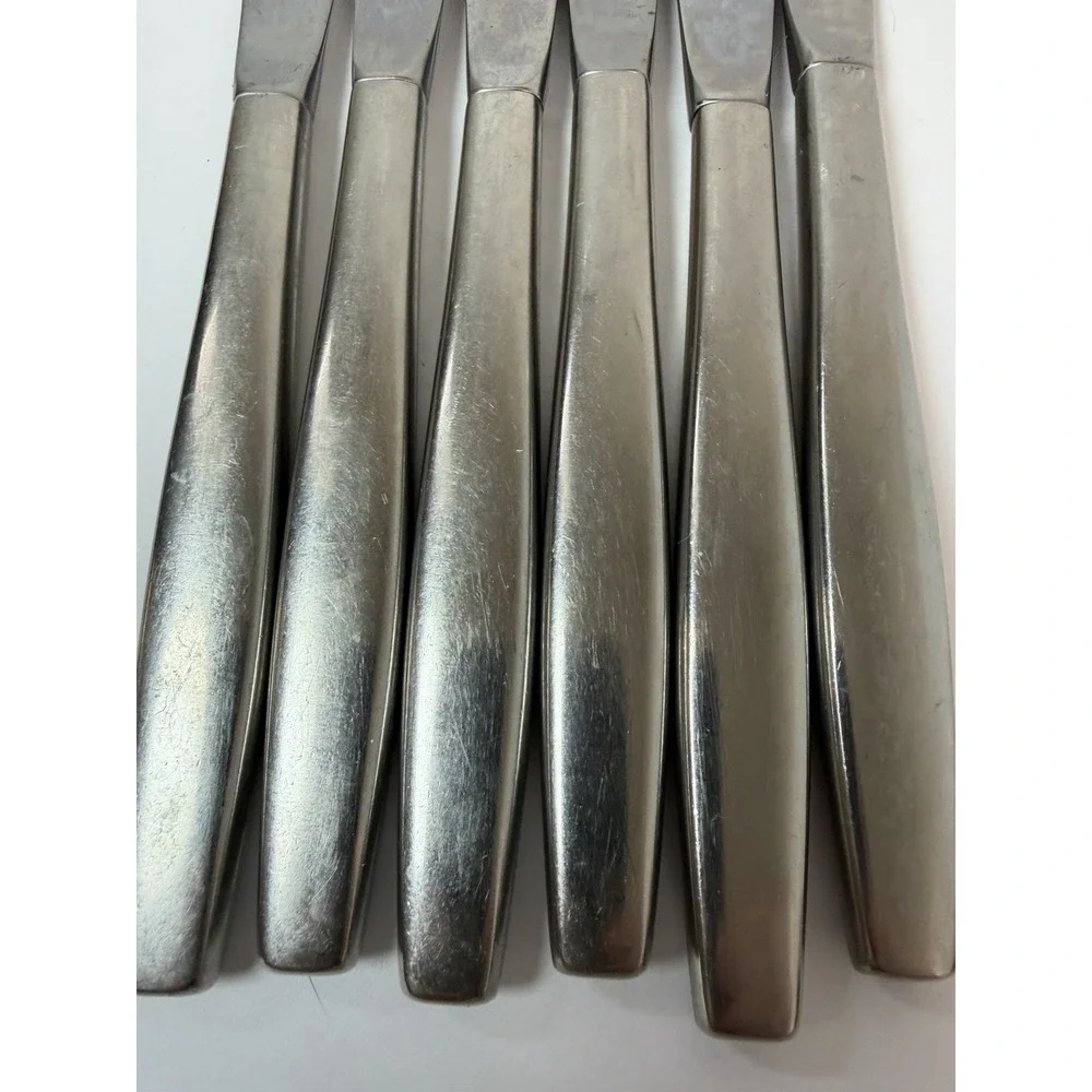 Set Of 6 Oneida Will O' Wisp Dinner Knives Burnished Heirloom Cube Knife 9-1/4